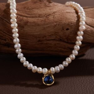 [B11]Moonlight Pearl Zircon Necklace - Image 11