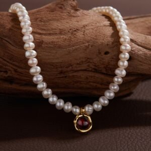 [B11]Moonlight Pearl Zircon Necklace - Image 3