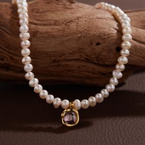 [B11]Moonlight Pearl Zircon Necklace - Image 8