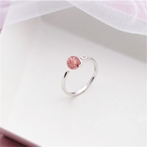 [B32]S925  Strawberry crystal rotatable ring (adjustable opening) - Image 2